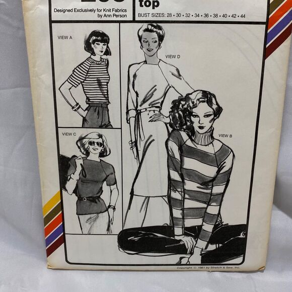 1981 Stretch and Sew Raglan Dress and Top Design Patterns by Ann Person - Picture 4 of 9